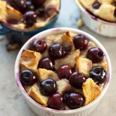Fresh Michigan Sweet Cherry Bread Pudding